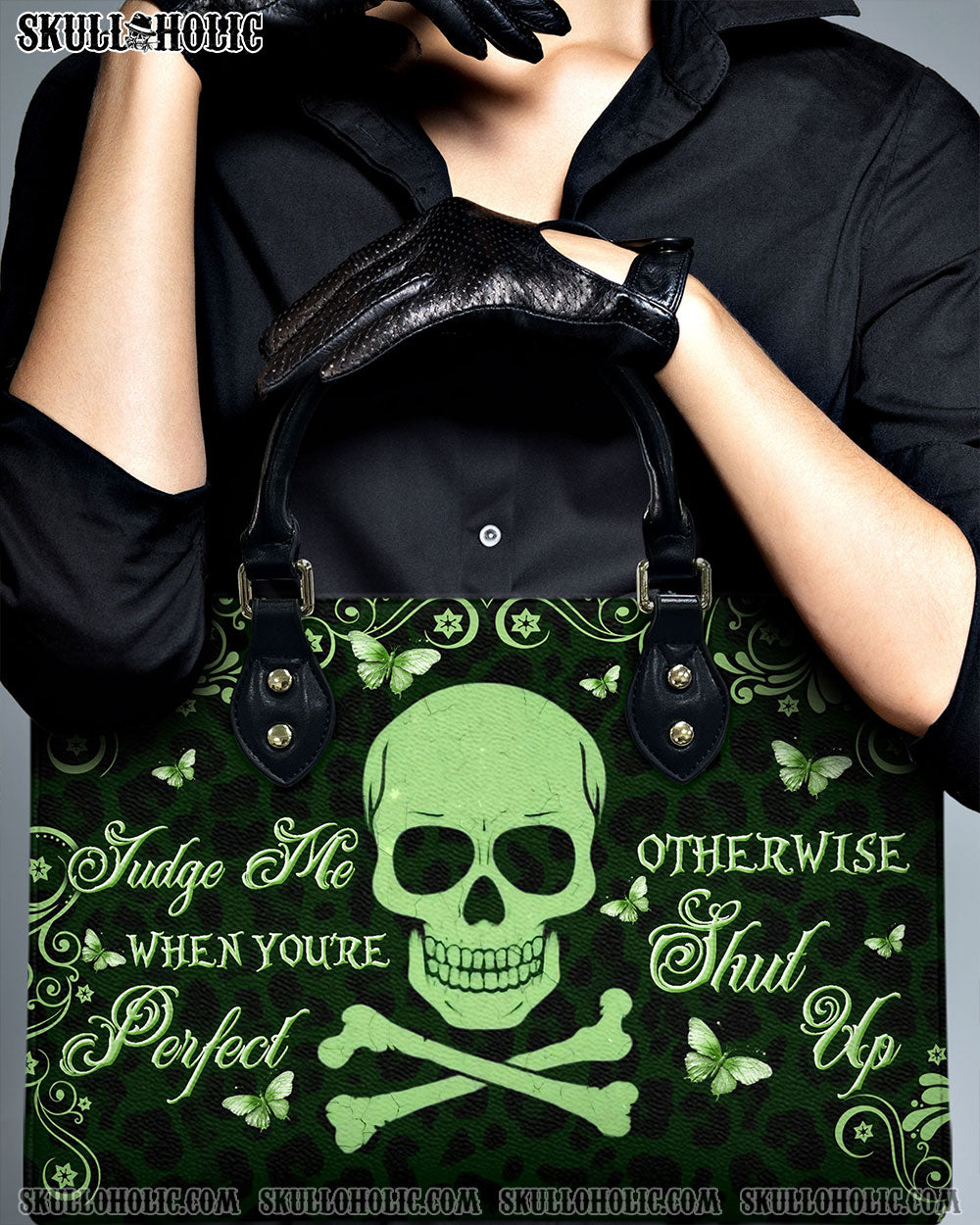 BLISSCORNERS JUDGE ME WHEN YOU'RE PERFECT LEATHER HANDBAG