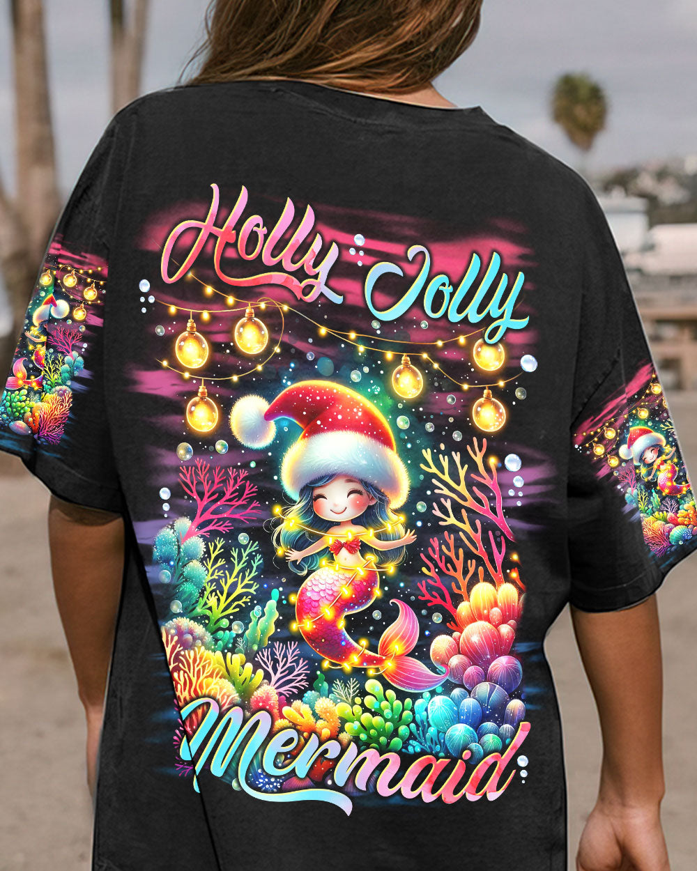 BLISSCORNERS HOLLY JOLLY MERMAID CHRISTMAS ALL OVER PRINT