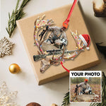 Blisscorners Personalized Hunting Aclyric Christmas Ornament Custom Photo Deer Antler Gift for Hunters LM0110