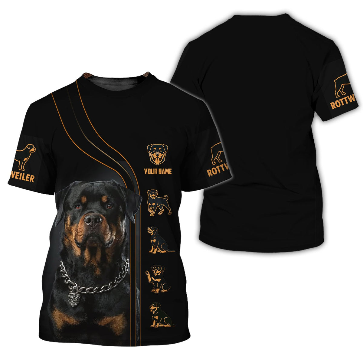 Blisscorners Personalized Rottweiler Portrait T Shirt Gift For Dog Lovers