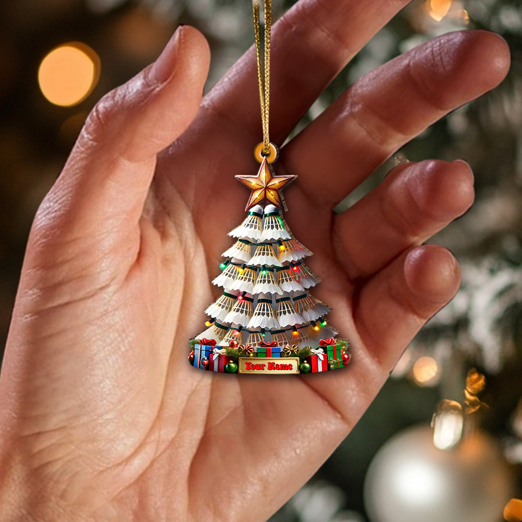 Blisscorners Custom Name Badminton Christmas Tree Ornament, Badminton Lover Christmas Gift2D Flat LM2211
