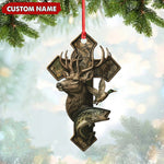 Blisscorners Personalized Hunter Acrylic Ornament - Deer, Duck & Fish Cross Design for Christmas Tree Decor LM0411