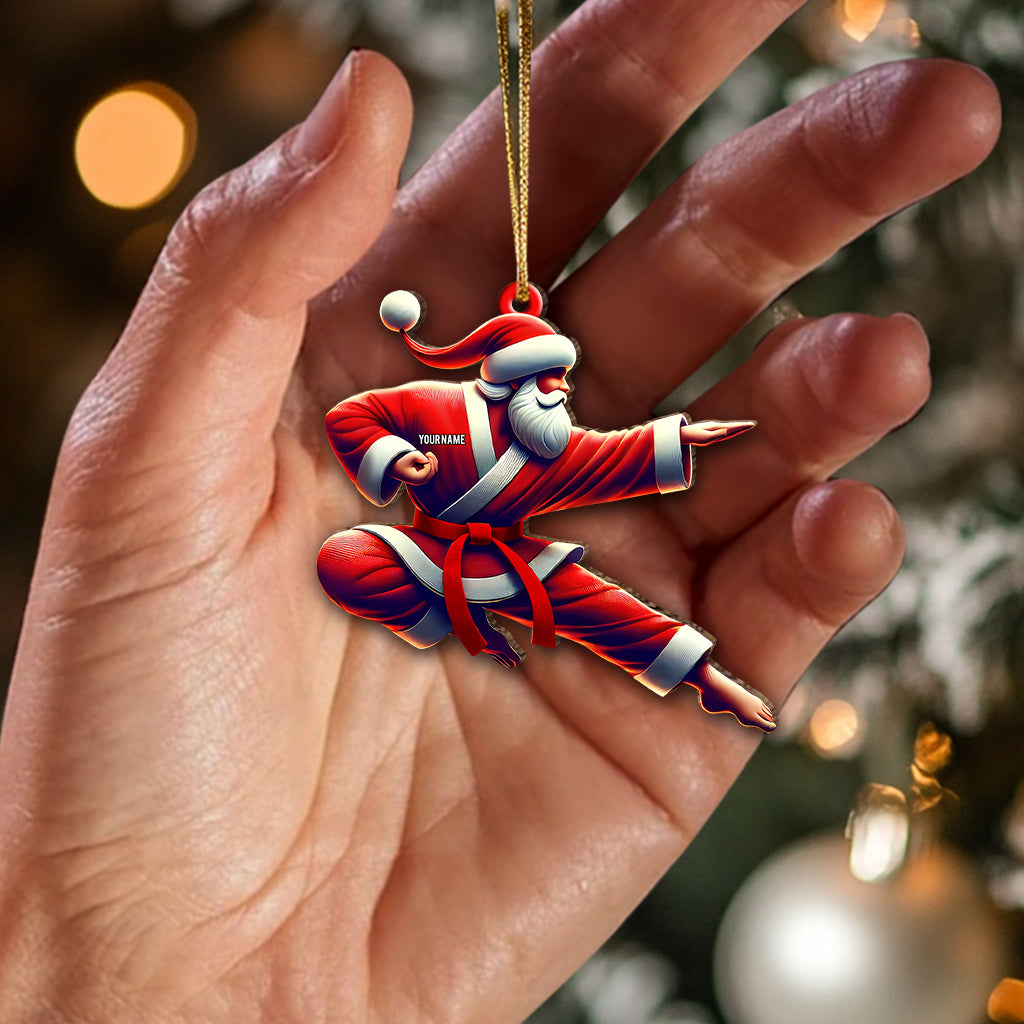 Blisscorners Custom Name Santa Karate Ornament, Christmas Gift for Karate Lover2D Flat LM2111