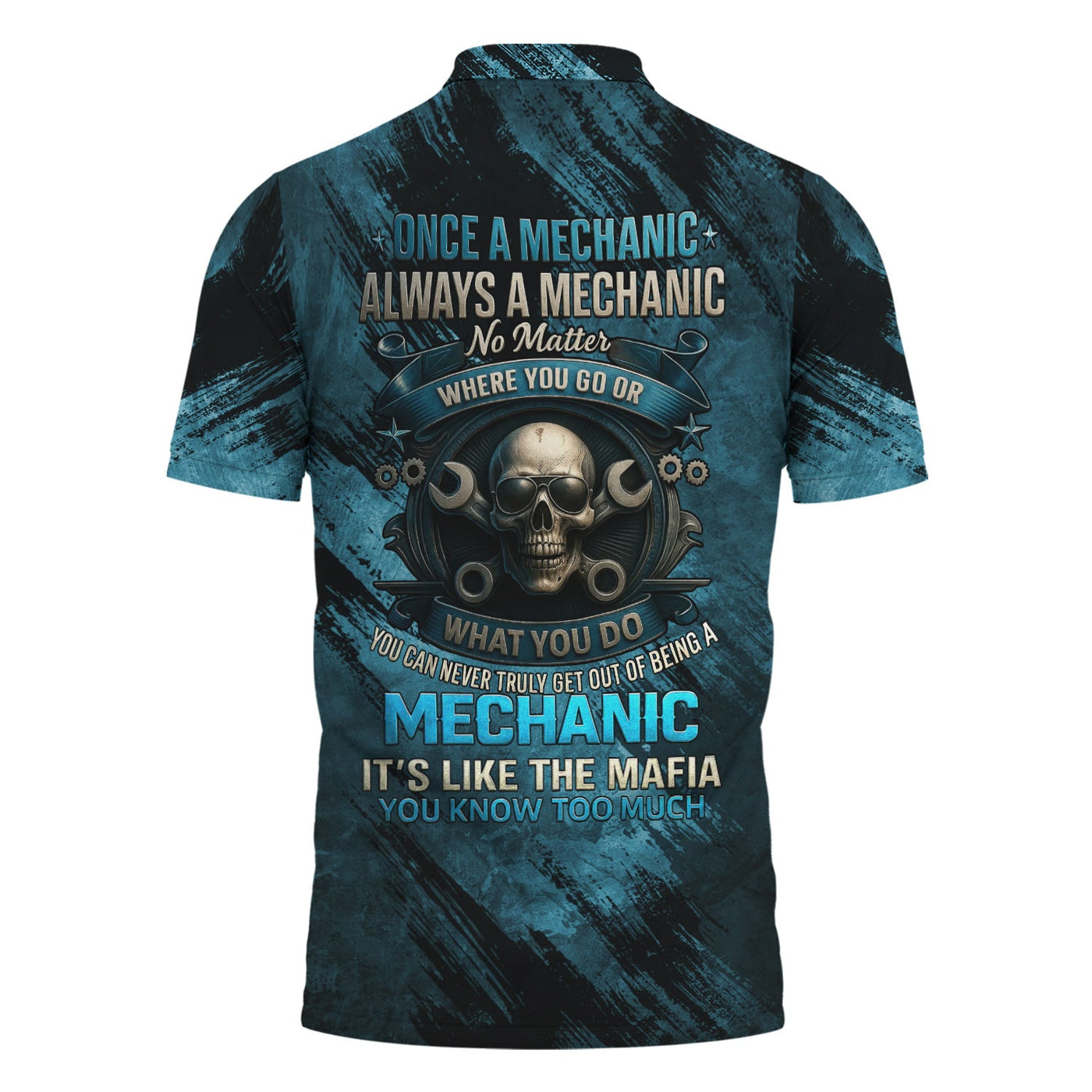 Blisscorners Once A Mechanic Always A Mechanic Shirt Funny Printed Vintage Mechanic Unisex T Shirt Skull Wearing Glass Design