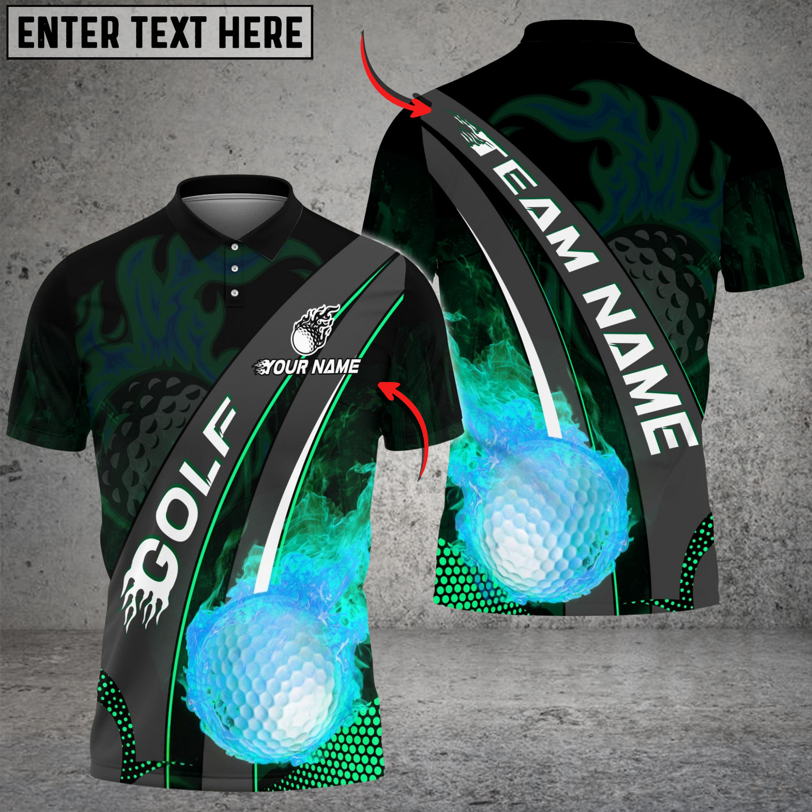 Blisscorners Fireball Swing Golf Shirt, Customized Name & Team Name 3D Shirts (4 Colors)