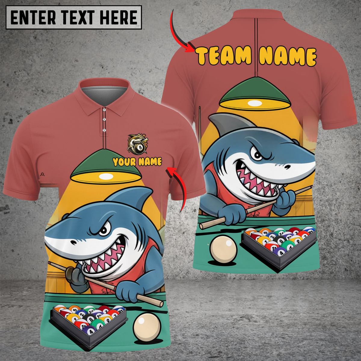 Blisscorners Billiard Ball 8 Funny Pool Shark Personalized Name, Team Name Unisex Shirt