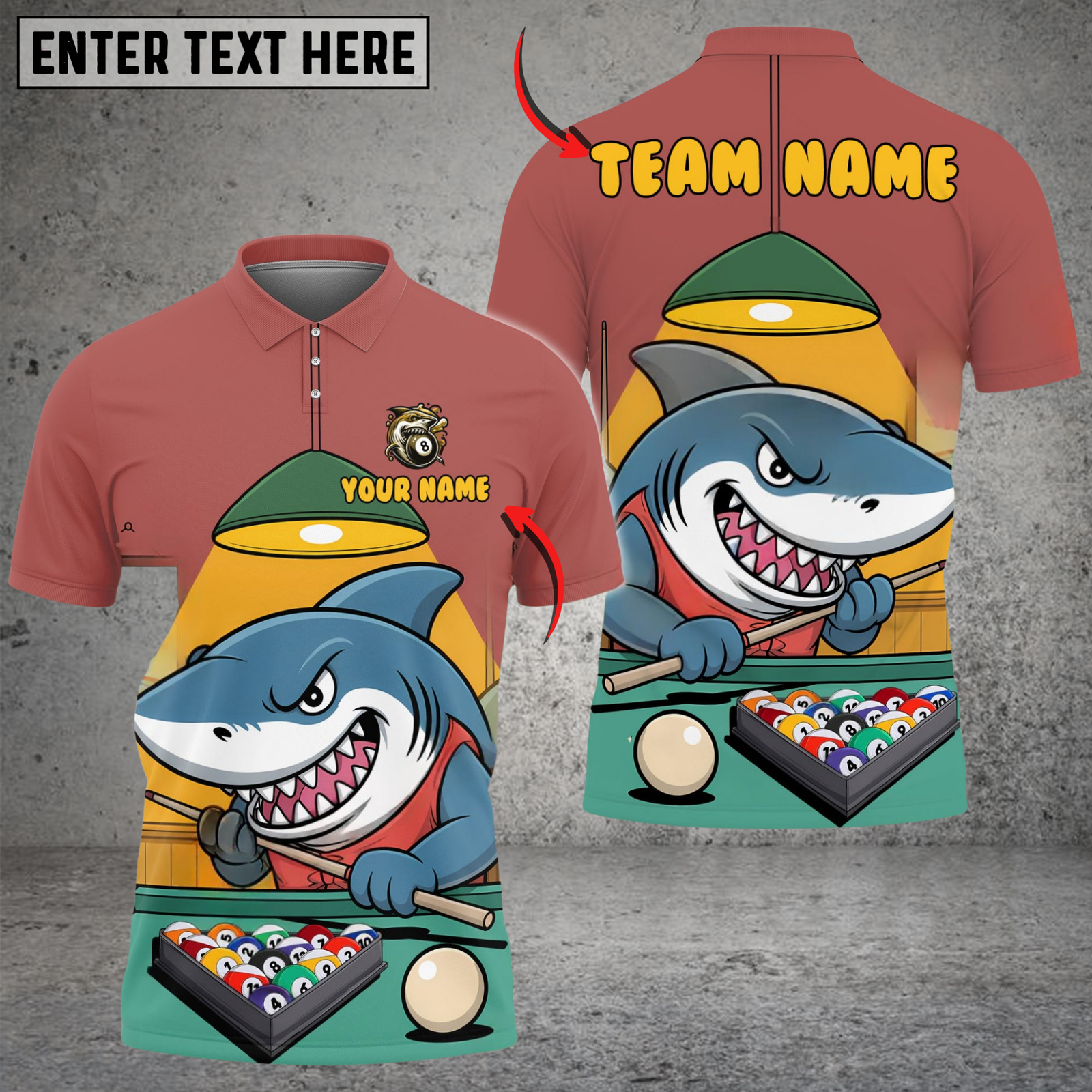 Blisscorners Billiard Ball 8 Funny Pool Shark Personalized Name, Team Name Unisex Shirt