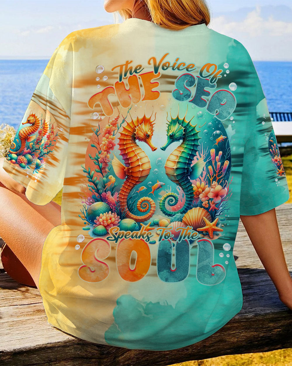 BLISSCORNERS THE VOICE OF THE SEA SPEAKS TO THE SOUL SEAHORSE ALL OVER PRINT