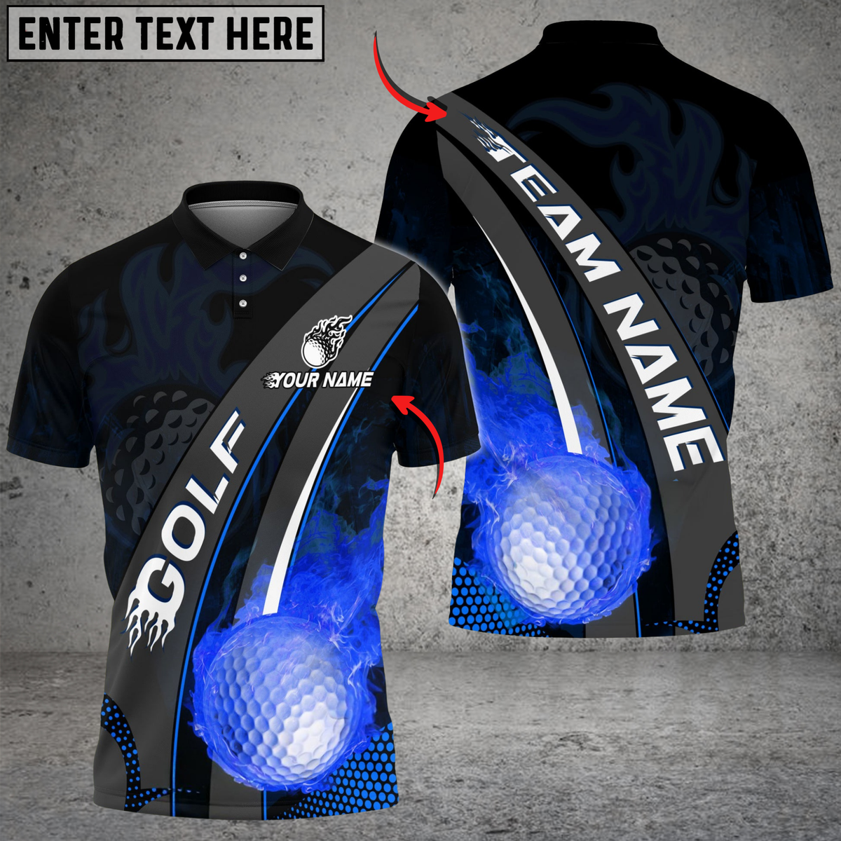 Blisscorners Fireball Swing Golf Shirt, Customized Name & Team Name 3D Shirts (4 Colors)