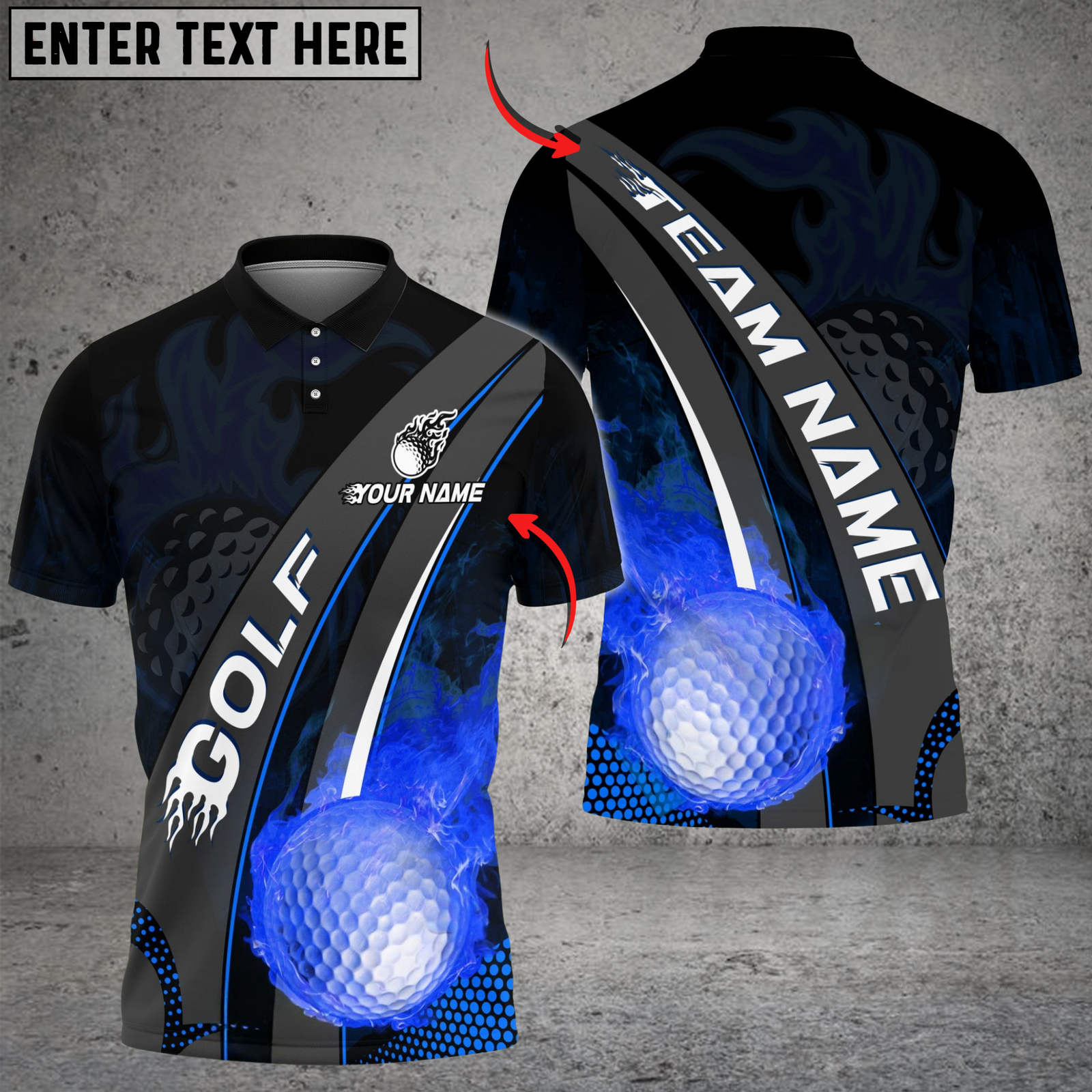 Blisscorners Fireball Swing Golf Shirt, Customized Name & Team Name 3D Shirts (4 Colors)
