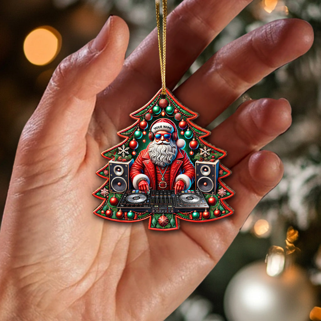 Blisscorners Custom Name Disc Jockey Santa Ornament, DJ Christmas Gift2D Flat LM2211