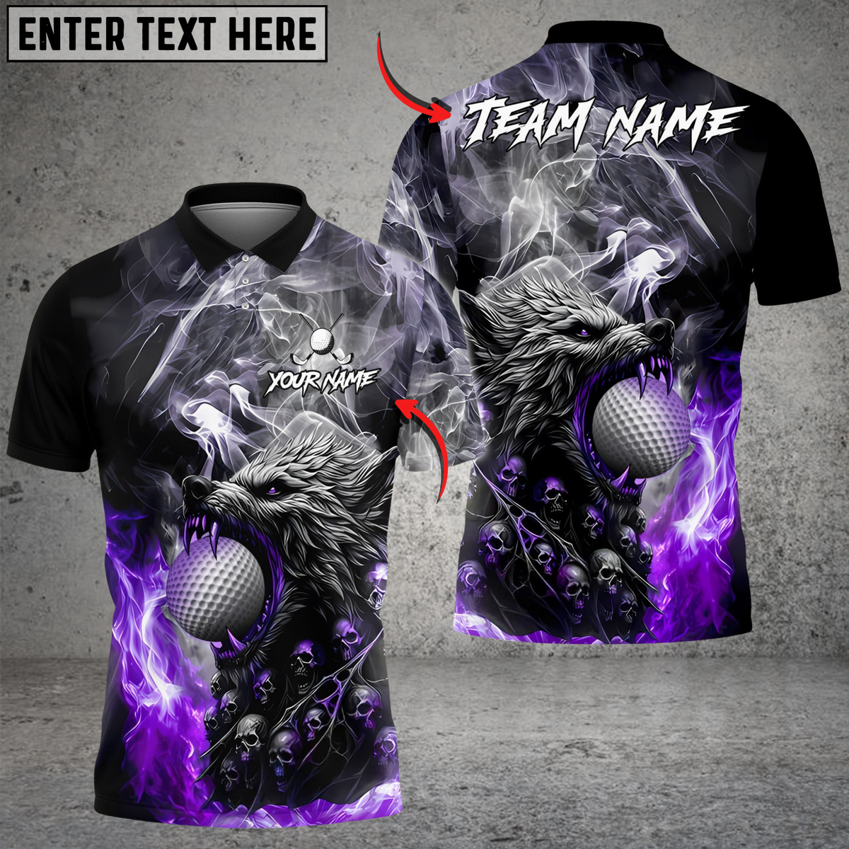 Blisscorners Fire Wolf Polo Golf Shirt, Customized Name &amp; Team Name 3D Shirts (4 Colors)