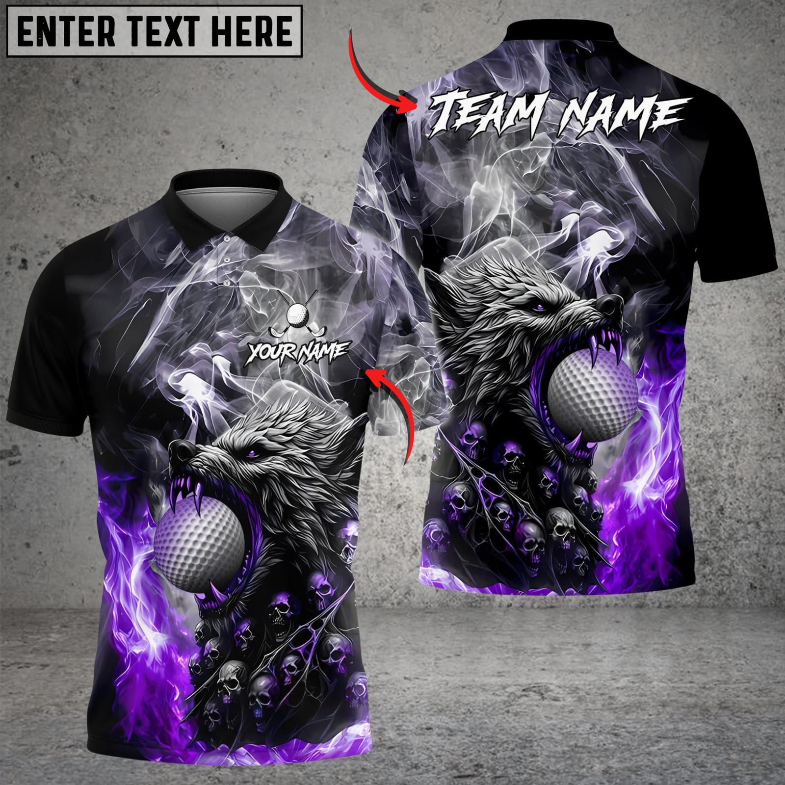 Blisscorners Fire Wolf Polo Golf Shirt, Customized Name & Team Name 3D Shirts (4 Colors)