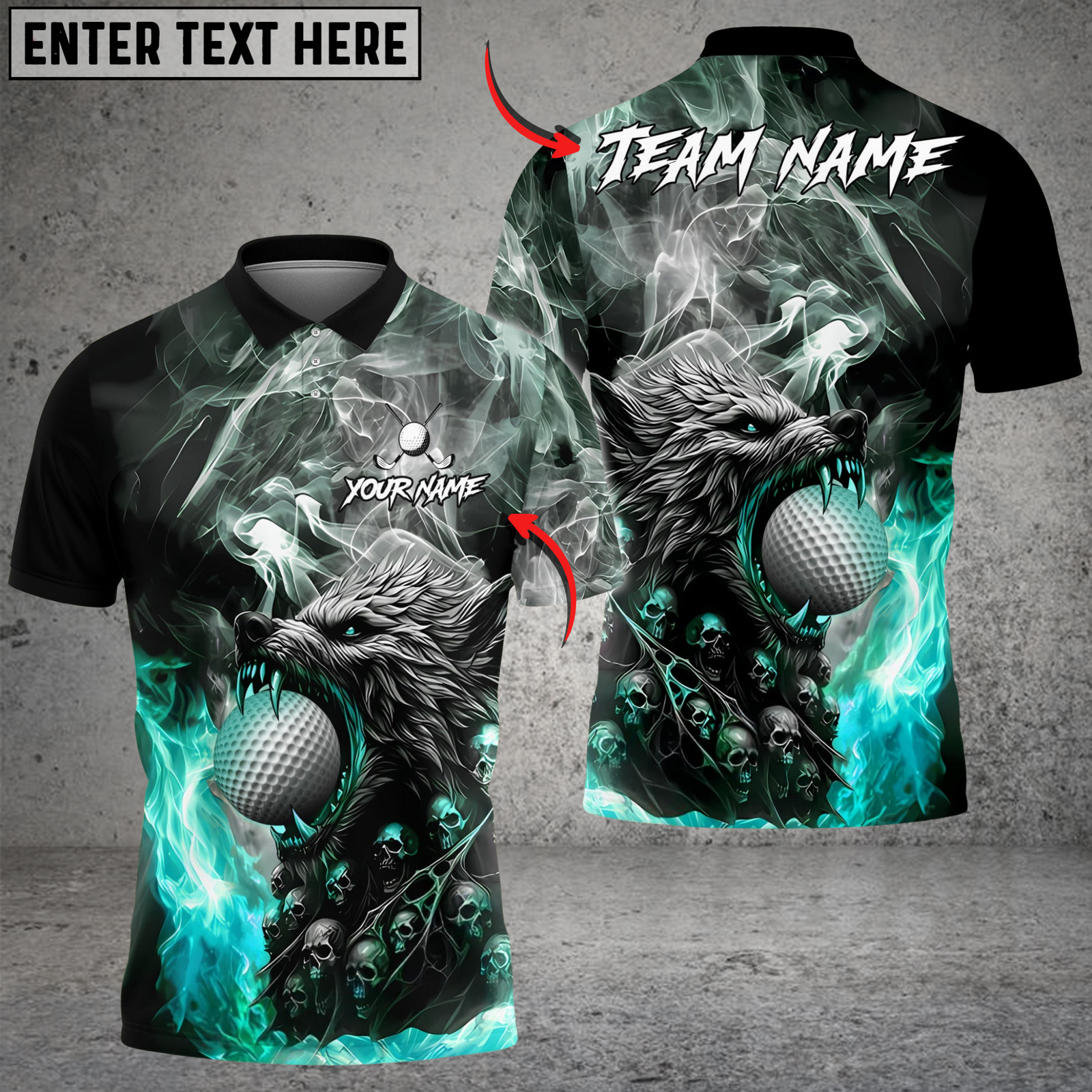 Blisscorners Fire Wolf Polo Golf Shirt, Customized Name & Team Name 3D Shirts (4 Colors)
