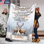 Blisscorners Personalized To My Husband Hunting Deer Fleece Blanket - Custom Name Gift for Husband, Anniversary LM1611