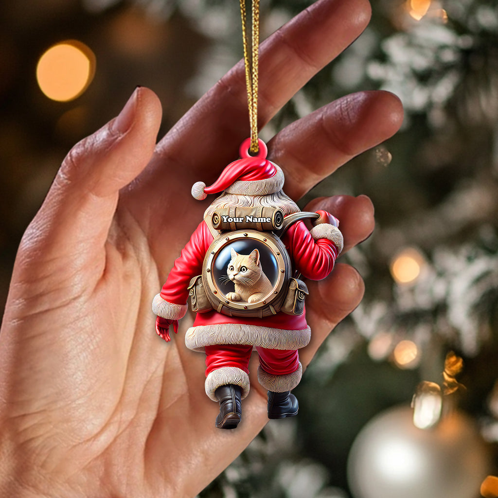 Blisscorners Custom Name Santa and Pet Ornament, Pet Lover Christmas Gift2D Flat LM2111