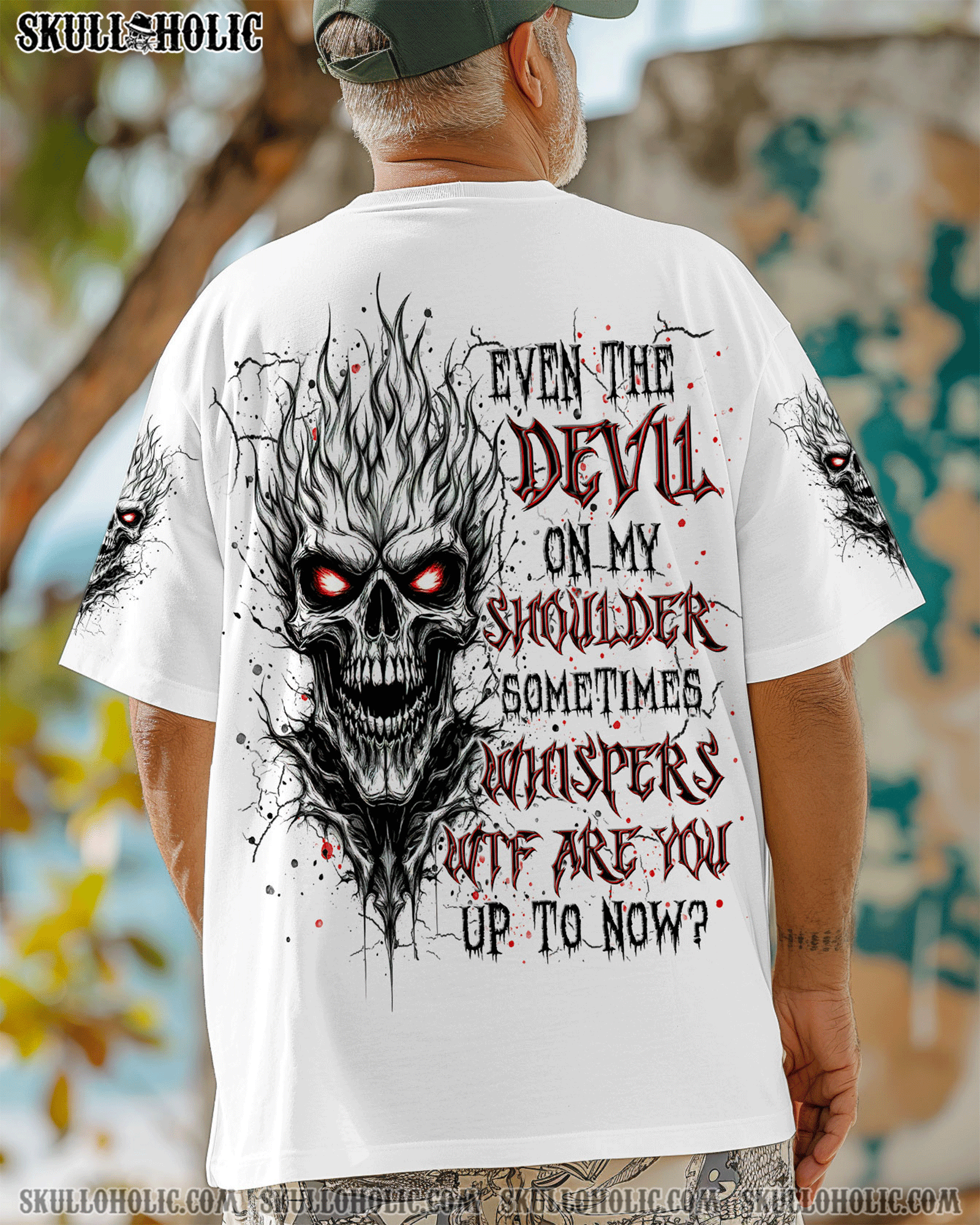BLISSCORNERS EVEN THE DEVIL ON MY SHOULDER SKULL ALL OVER PRINT