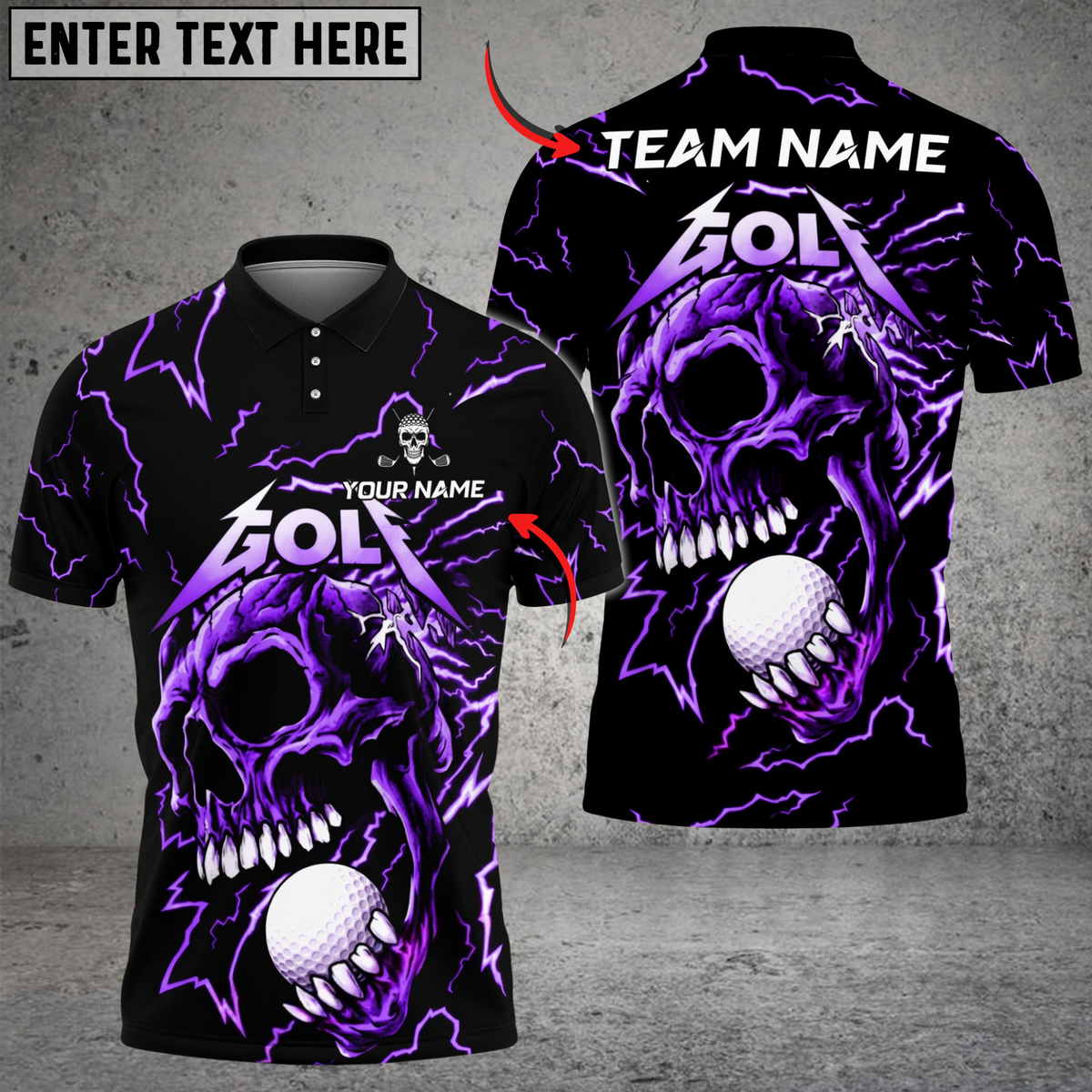 Blisscorners Thunder Skull Golf Polo Shirt, Customized Name &amp; Team Name 3D Shirts (4 Colors)