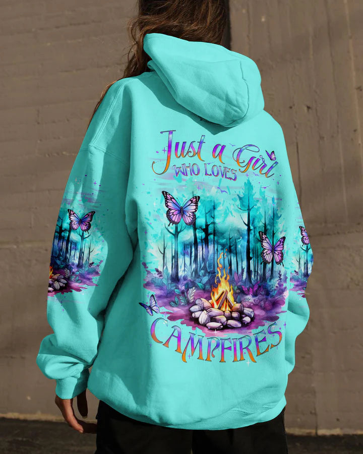 BLISSCORNERS JUST A GIRL WHO LOVES CAMPFIRES ALL OVER PRINT