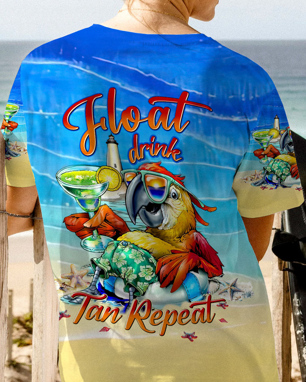 BLISSCORNERS FLOAT DRINK TAN REPEAT PARROT ALL OVER PRINT