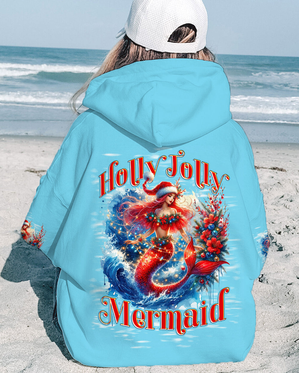 BLISSCORNERS HOLLY JOLLY MERMAID CHRISTMAS ALL OVER PRINT