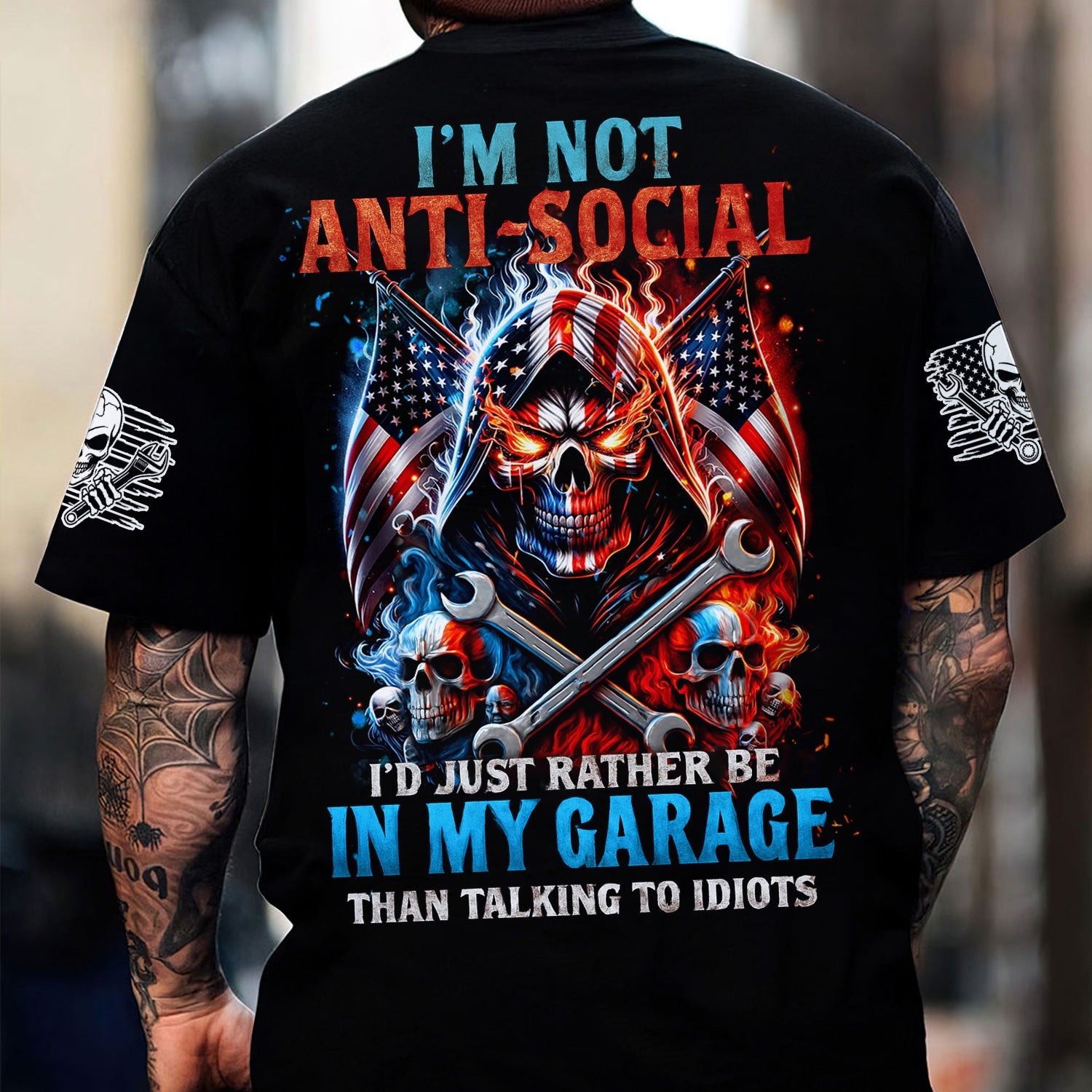 Blisscorners Custom Name Funny Mechanic Shirt I'd Just Rather Be In My Garage Than Talking to Idiots Hoodie Jacket For Mechanic