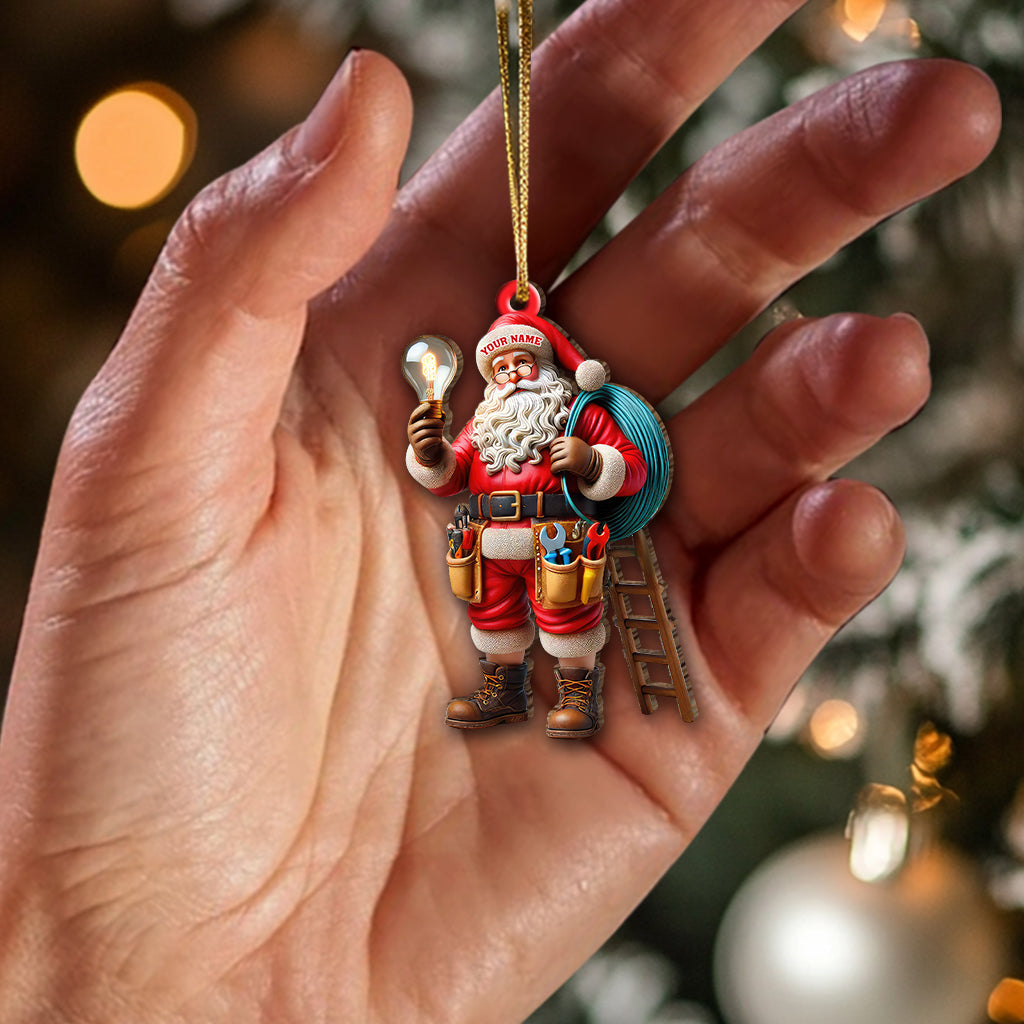 Blisscorners Custom Name Electrician Santa Ornament, Santa Christmas Gift2D Flat LM2111