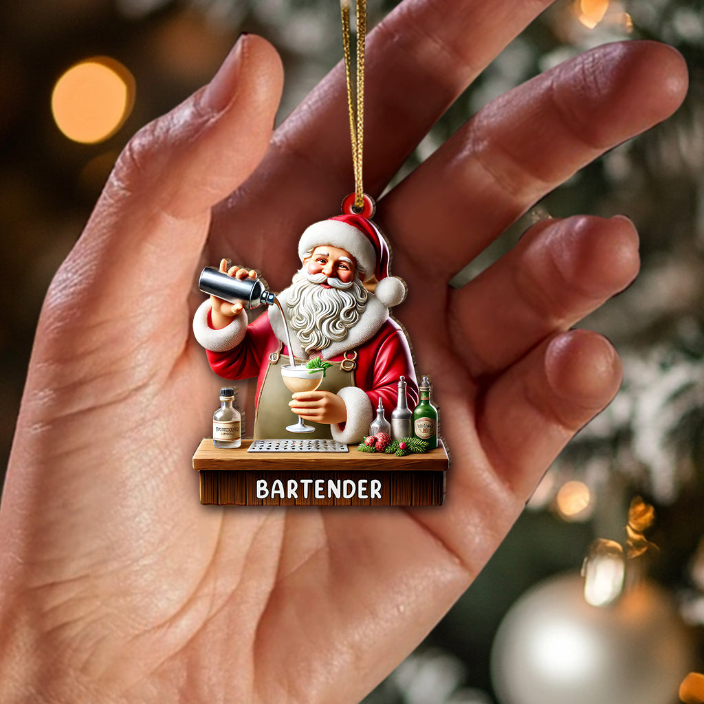 Blisscorners Custom Name Santa Bartender Ornament, Home Decor Christmas Gifts2D Flat LM2211