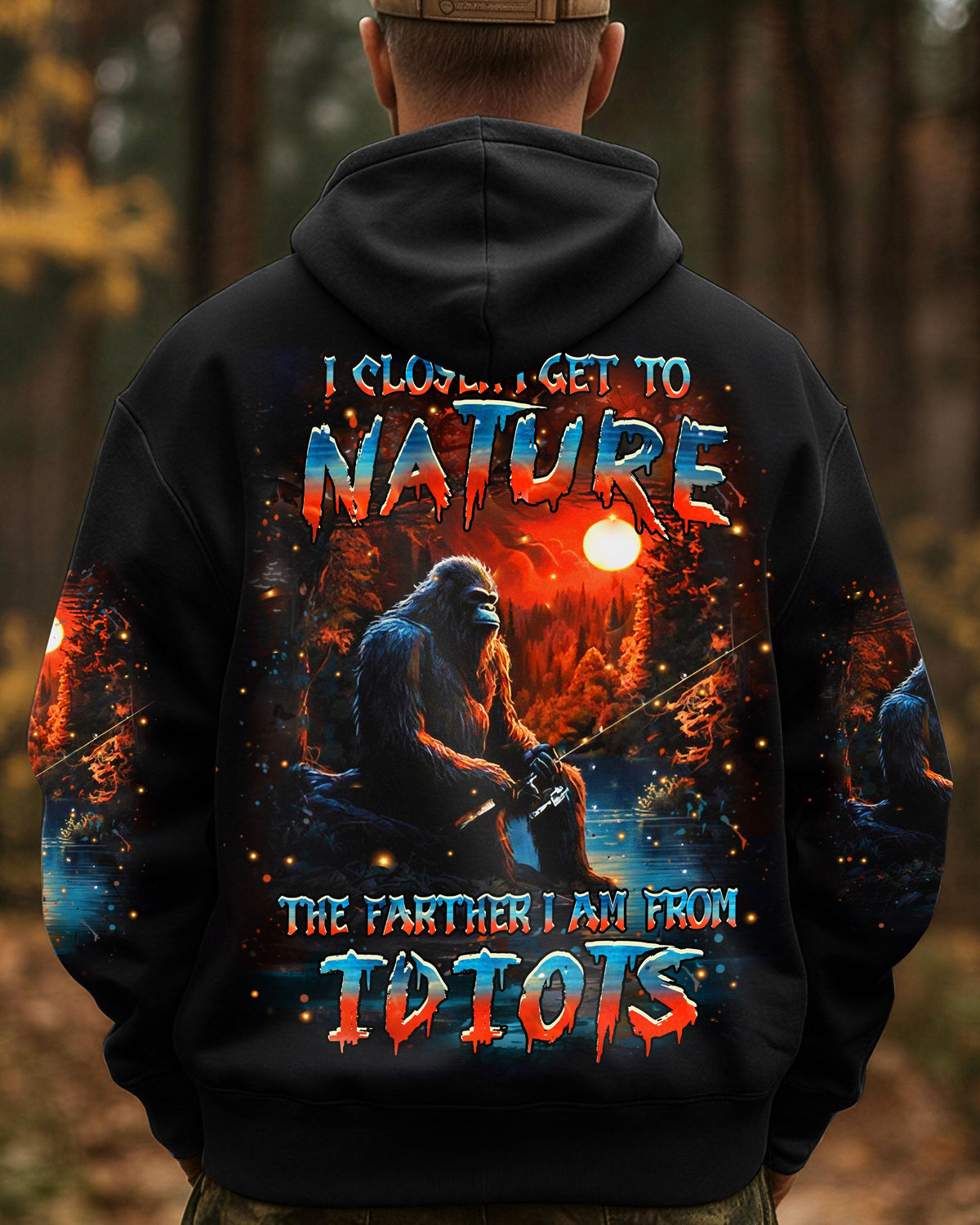 BLISSCORNERS THE CLOSER I GET TO NATURE BIGFOOT FISHING ALL OVER PRINT