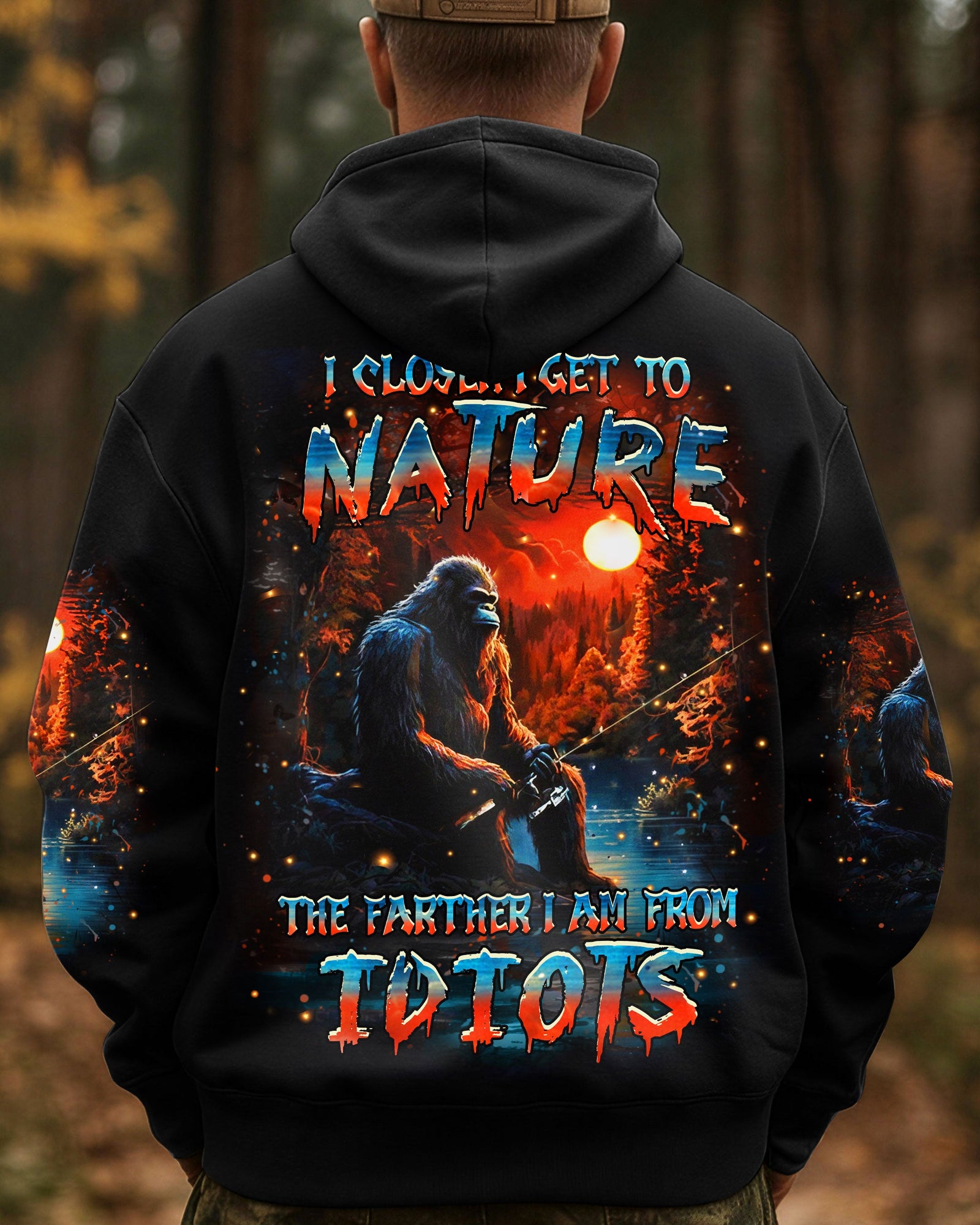 BLISSCORNERS THE CLOSER I GET TO NATURE BIGFOOT FISHING ALL OVER PRINT