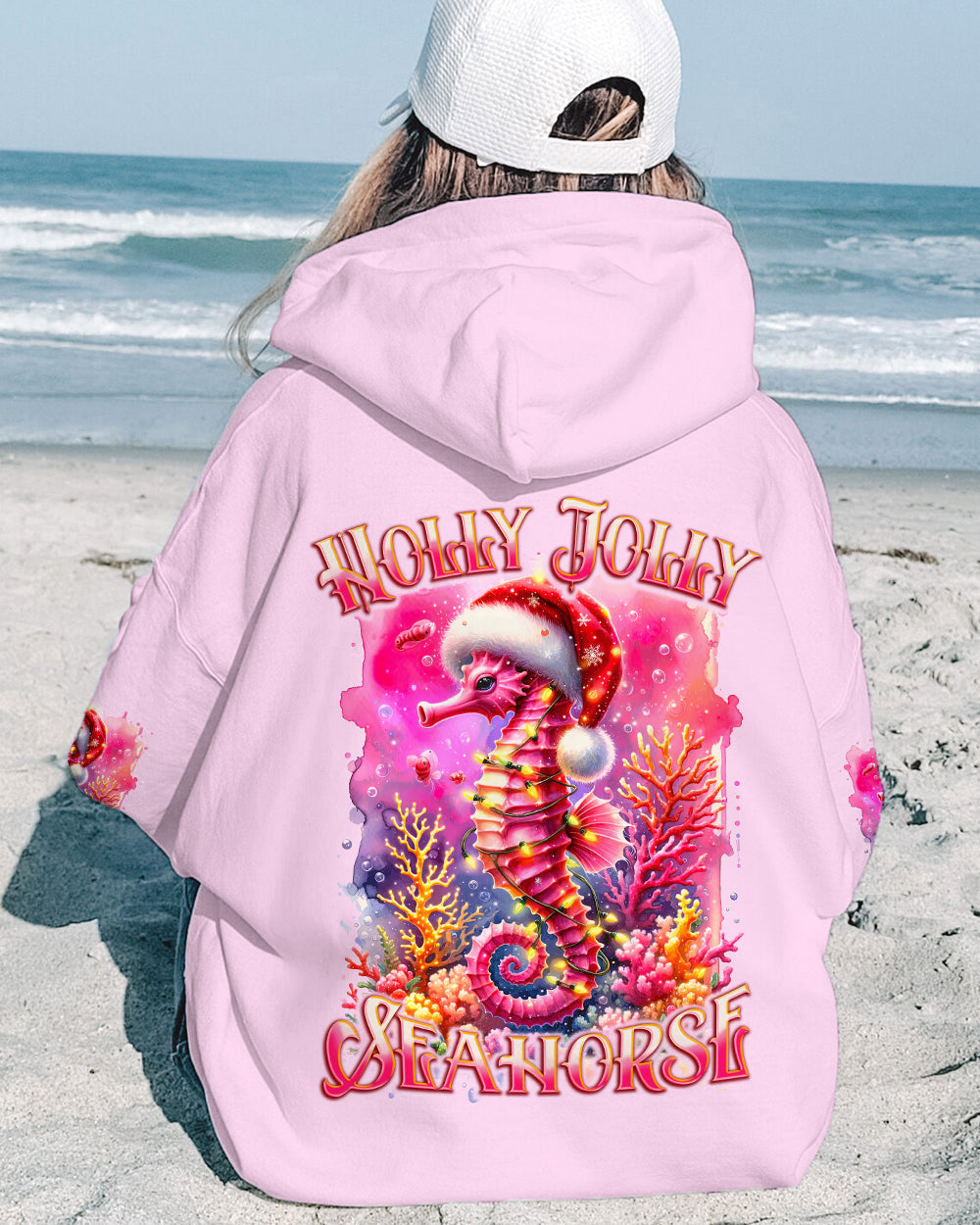 BLISSCORNERS HOLLY JOLLY SEAHORSE CHRISTMAS ALL OVER PRINT