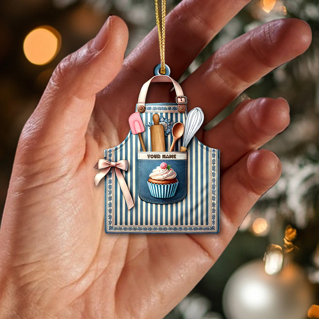 Blisscorners Custom Name Baker Ornament, Christmas Gift for Baker Lover32D Flat LM2211