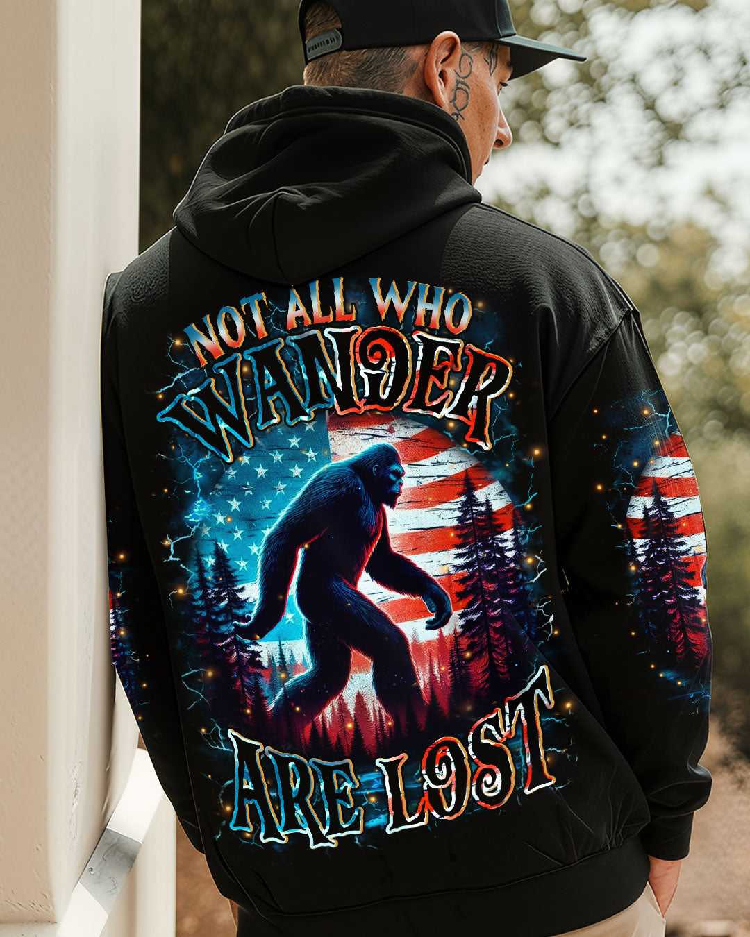 BLISSCORNERS NOT ALL WHO WANDER ARE LOST BIGFOOT ALL OVER PRINT