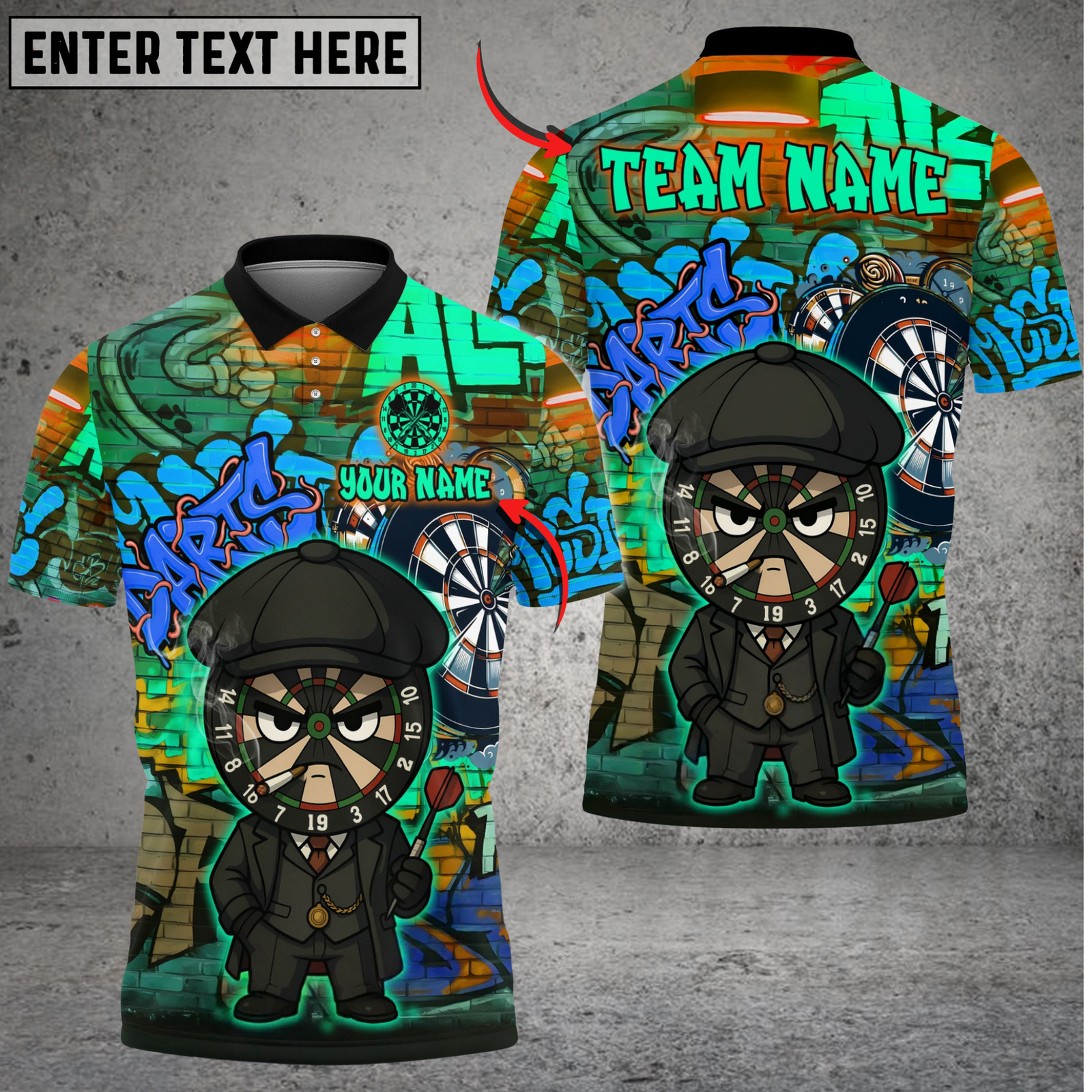 Blisscorners Darts Graffiti By The Order Of Peaky B Personalized Name, Team Name Unisex Shirt (4 Colors)