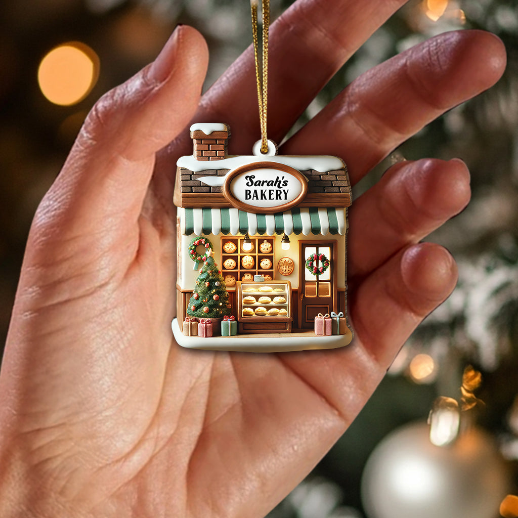 Blisscorners Custom Name Bakery Store Ornament, Bakery Store Christmas Decoration 32D Flat LM2211