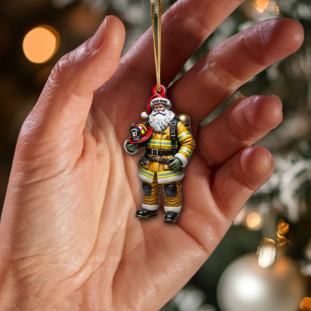 Blisscorners Custom Name Fire Fighter Ornament, Fire Fighter Christmas Gift2D Flat LM2211