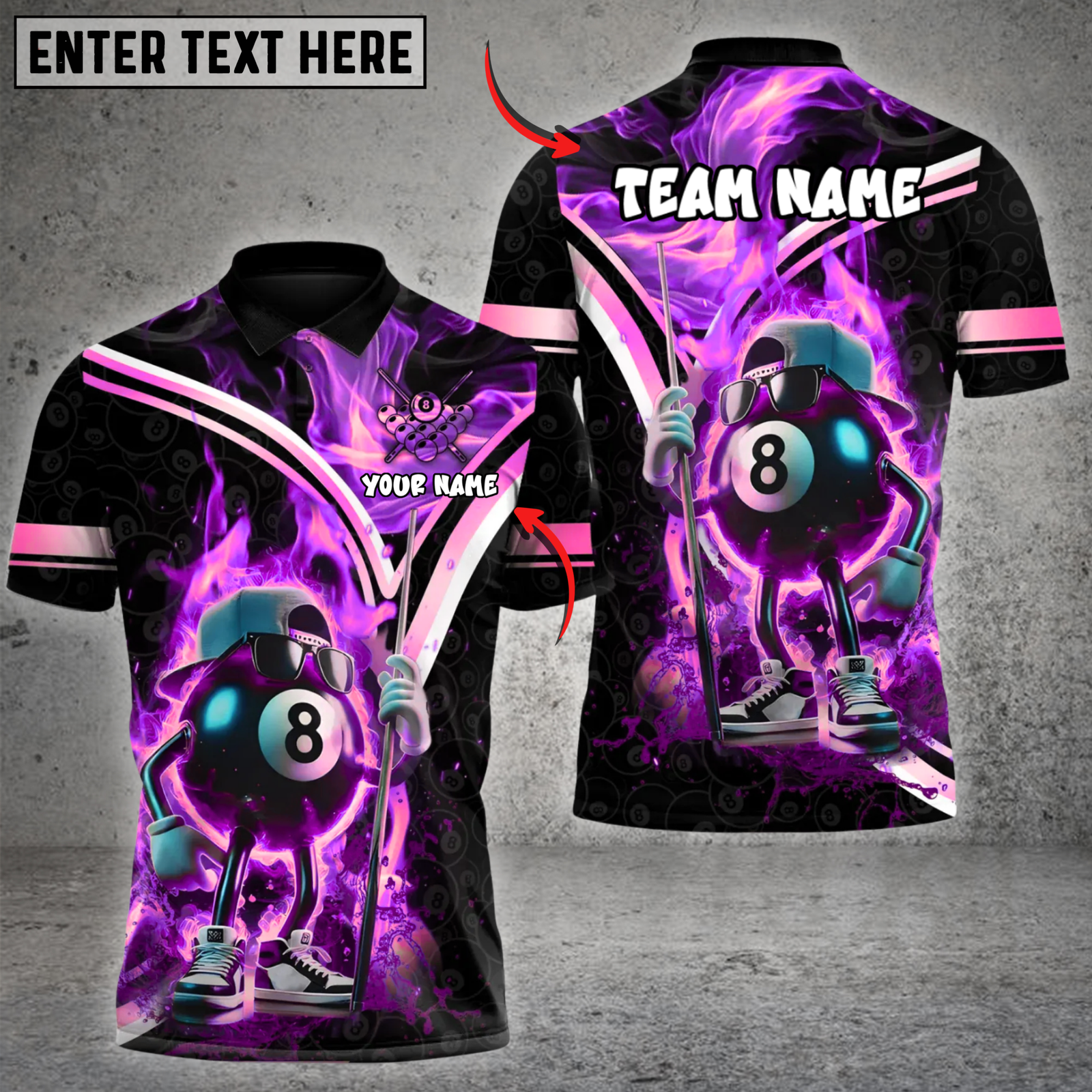 Blisscorners Billiards Flaming 8 Ball Cool Custom Name, Team Name 3D Shirt