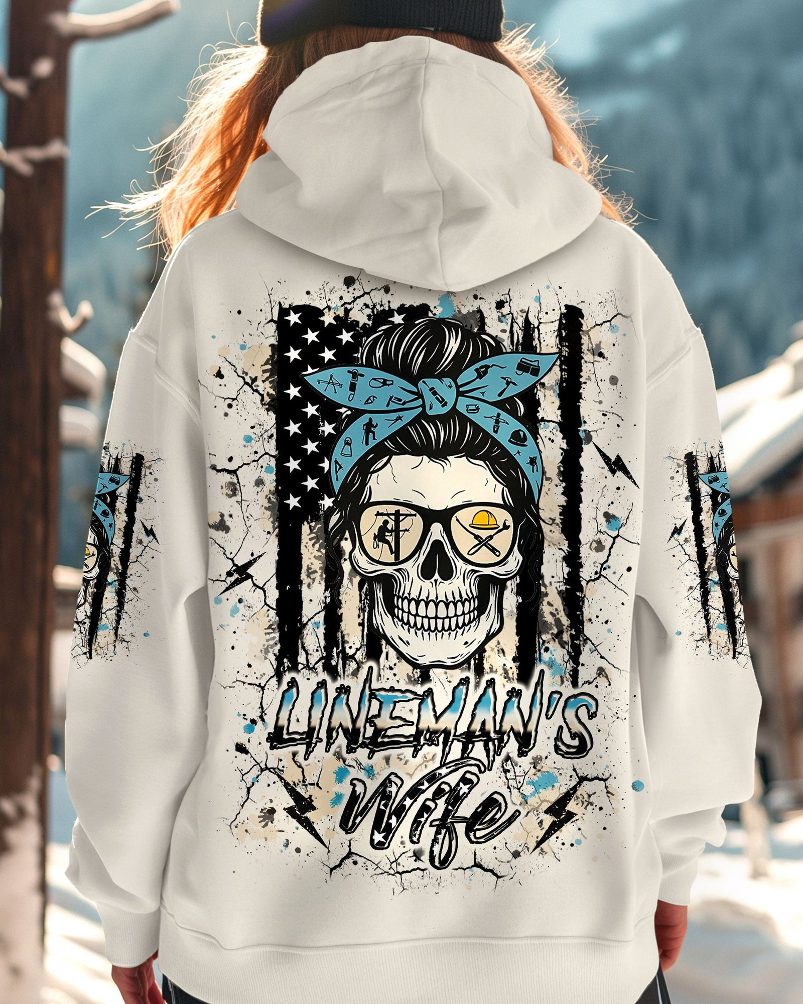 BLISSCORNERS RETIRED BUT FOREVER A LINEMAN AT HEART SKULL ALL OVER PRINT