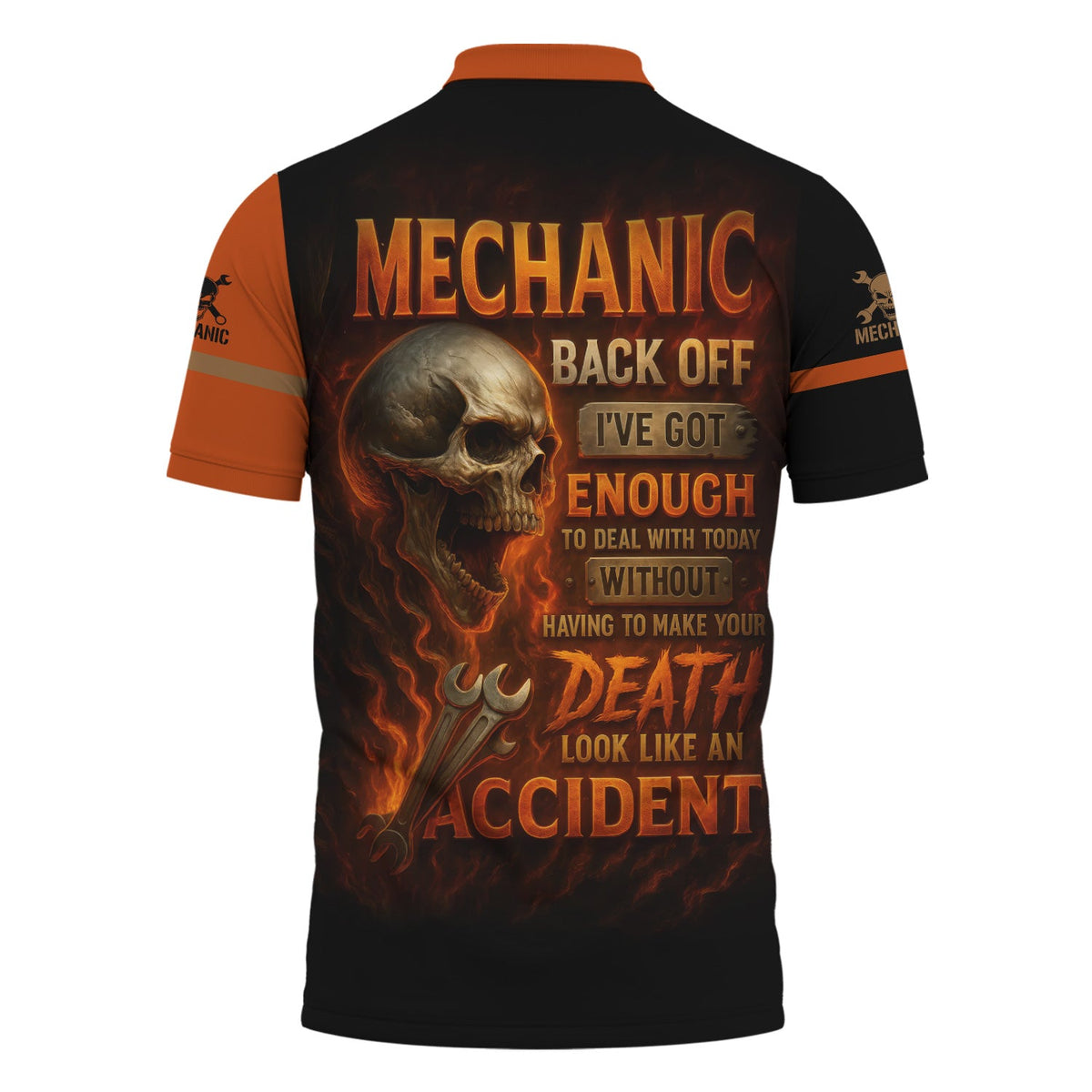 Blisscorners Personalized T-Shirt Back Off I've Got Enough To Deal With Today Grim Reaper Design Shirt For Mechanics