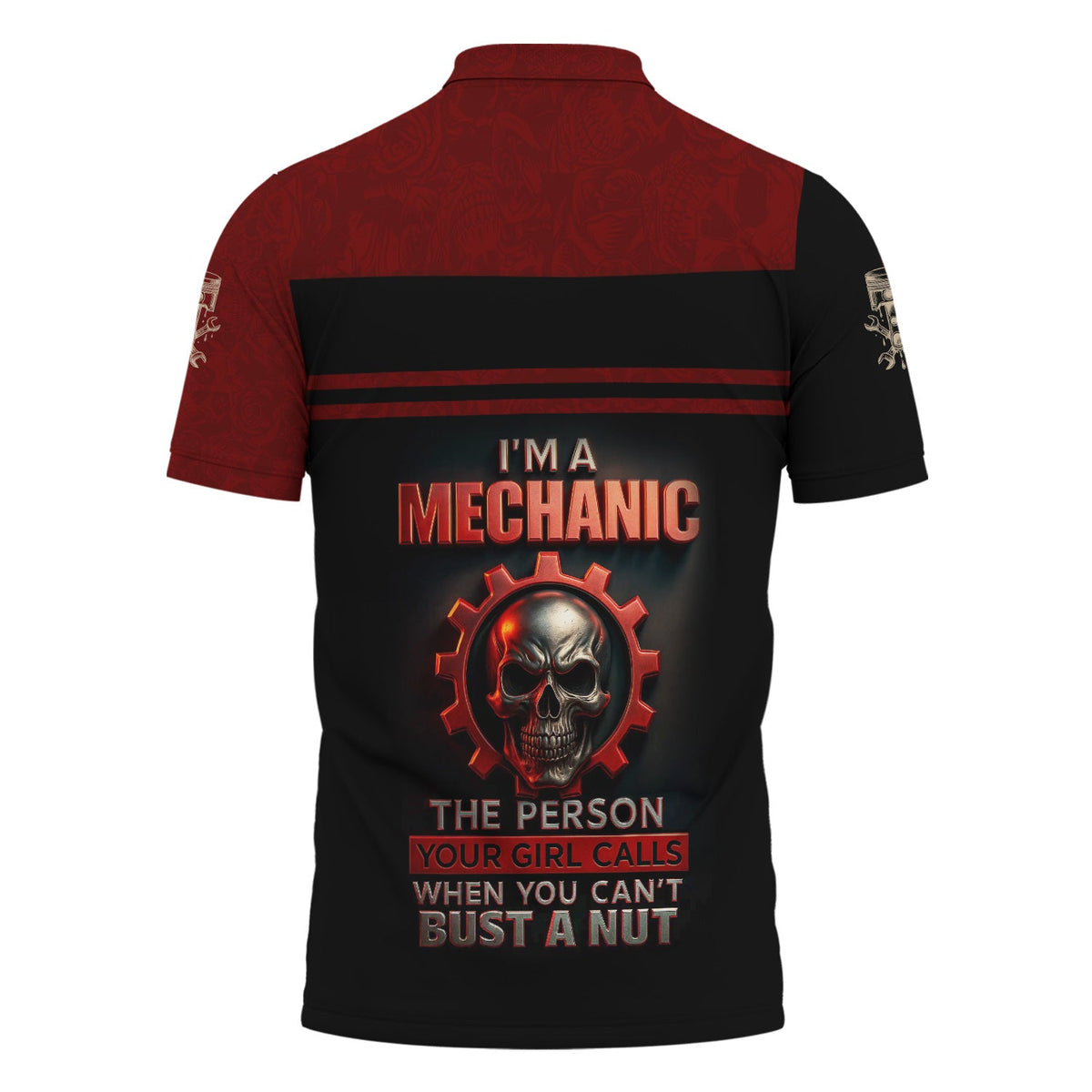 Blisscorners Personalized T-Shirt I'm A Mechanic The Person Your Girl Calls When You Can't Bust A Nut Skull Style Shirt For Mechanics