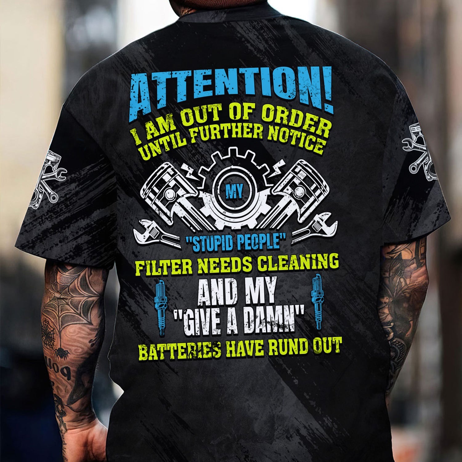 Blisscorners Custom Name Mechanic T Shirt Attention I Am Out Of Order Mechanic Shirt All Over Print