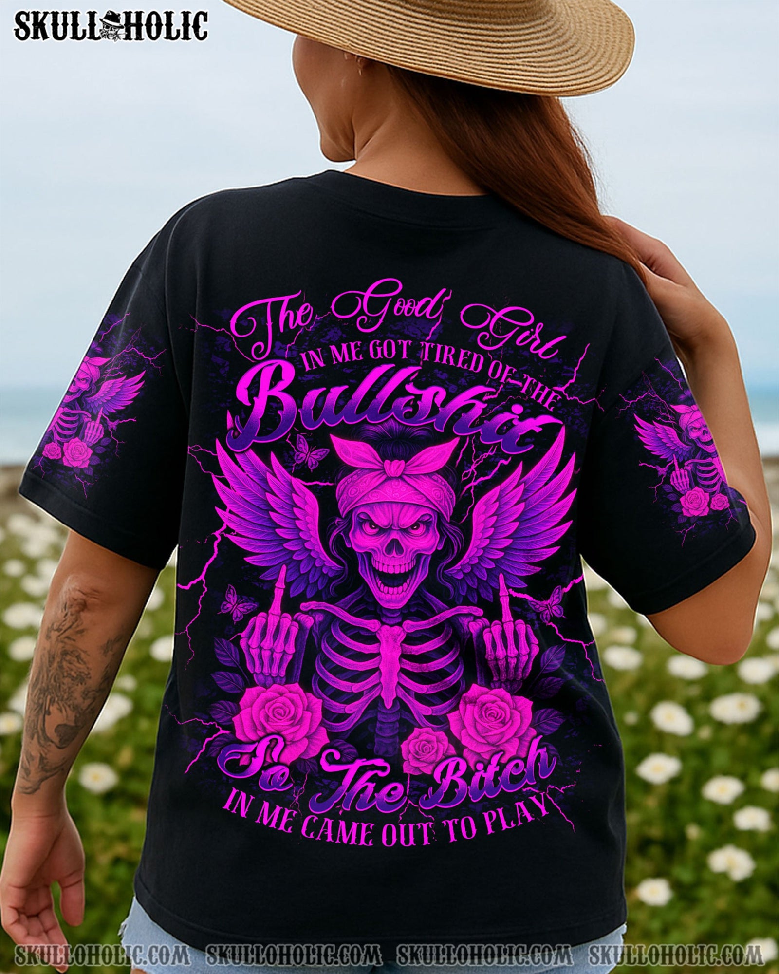 BLISSCORNERS THE GOOD GIRL IN ME MESSY BUN TIE DYE ALL OVER PRINT