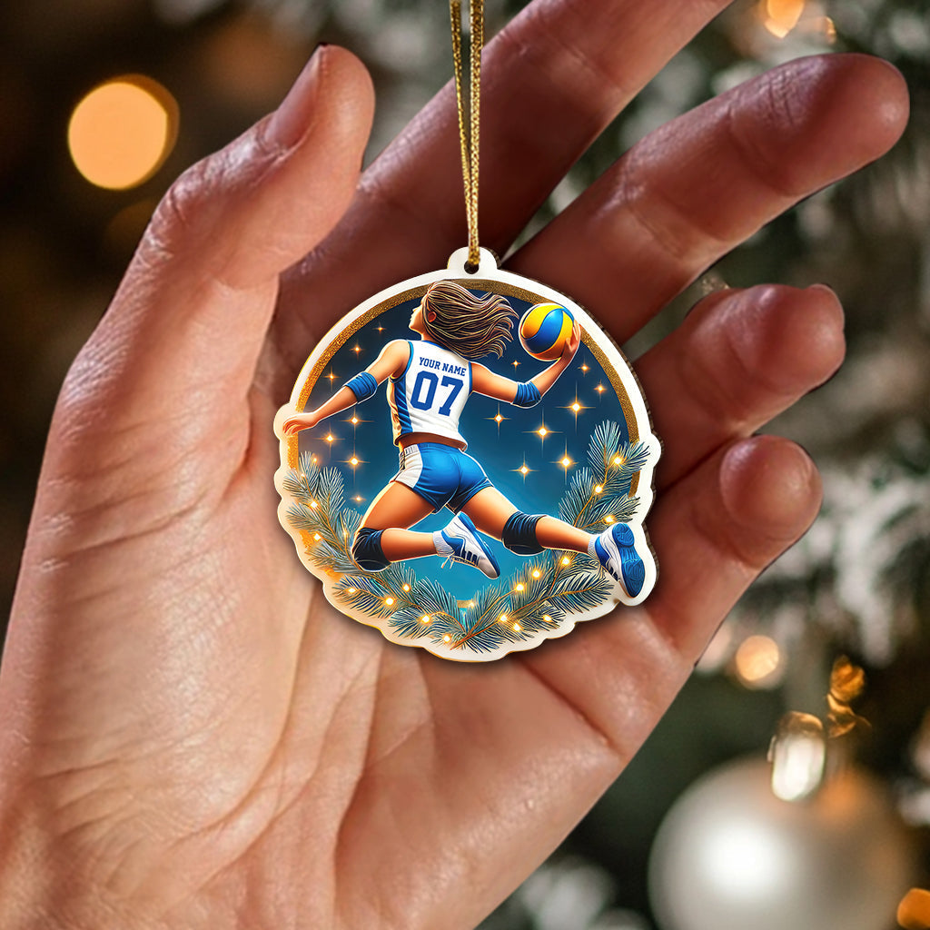 Blisscorners Custom Name and Number Volleyball Ornament, Christmas Gift for Volleyball Lover2D Flat LM2211