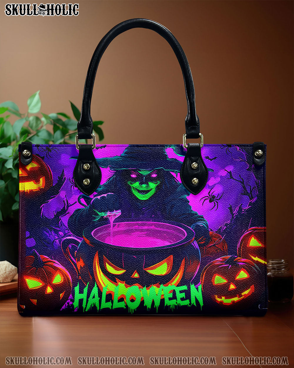 BLISSCORNERS SCARY WITCH HALLOWEEN LEATHER HANDBAG