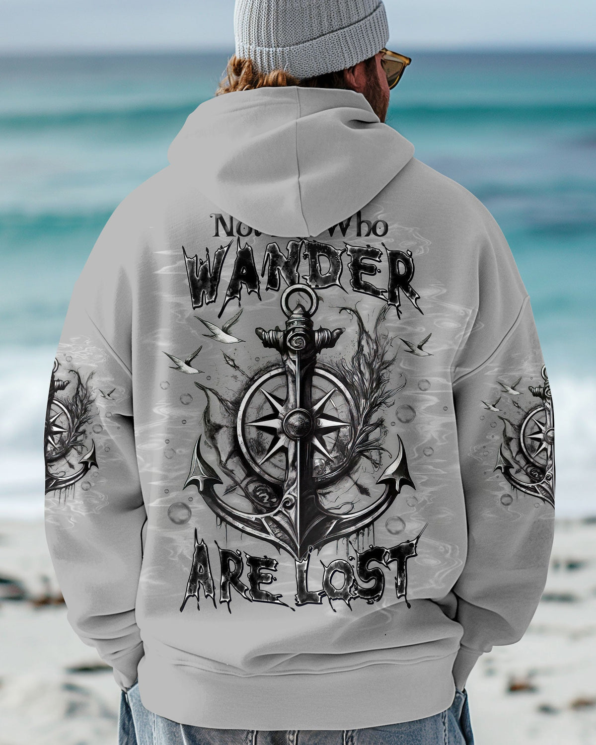 BLISSCORNERS NOT ALL WHO WANDER ARE LOST ANCHOR COMPASS ALL OVER PRINT