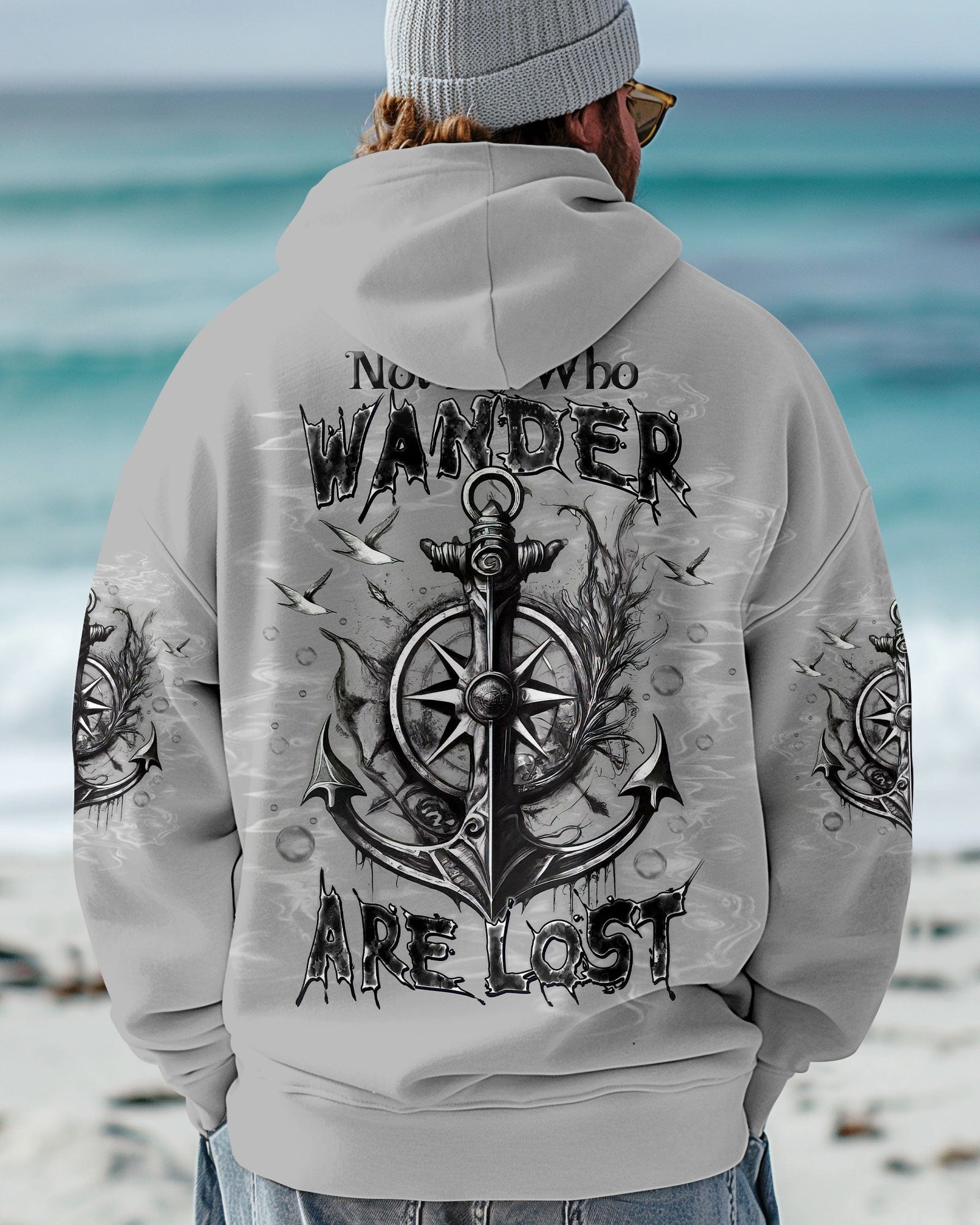 BLISSCORNERS NOT ALL WHO WANDER ARE LOST ANCHOR COMPASS ALL OVER PRINT