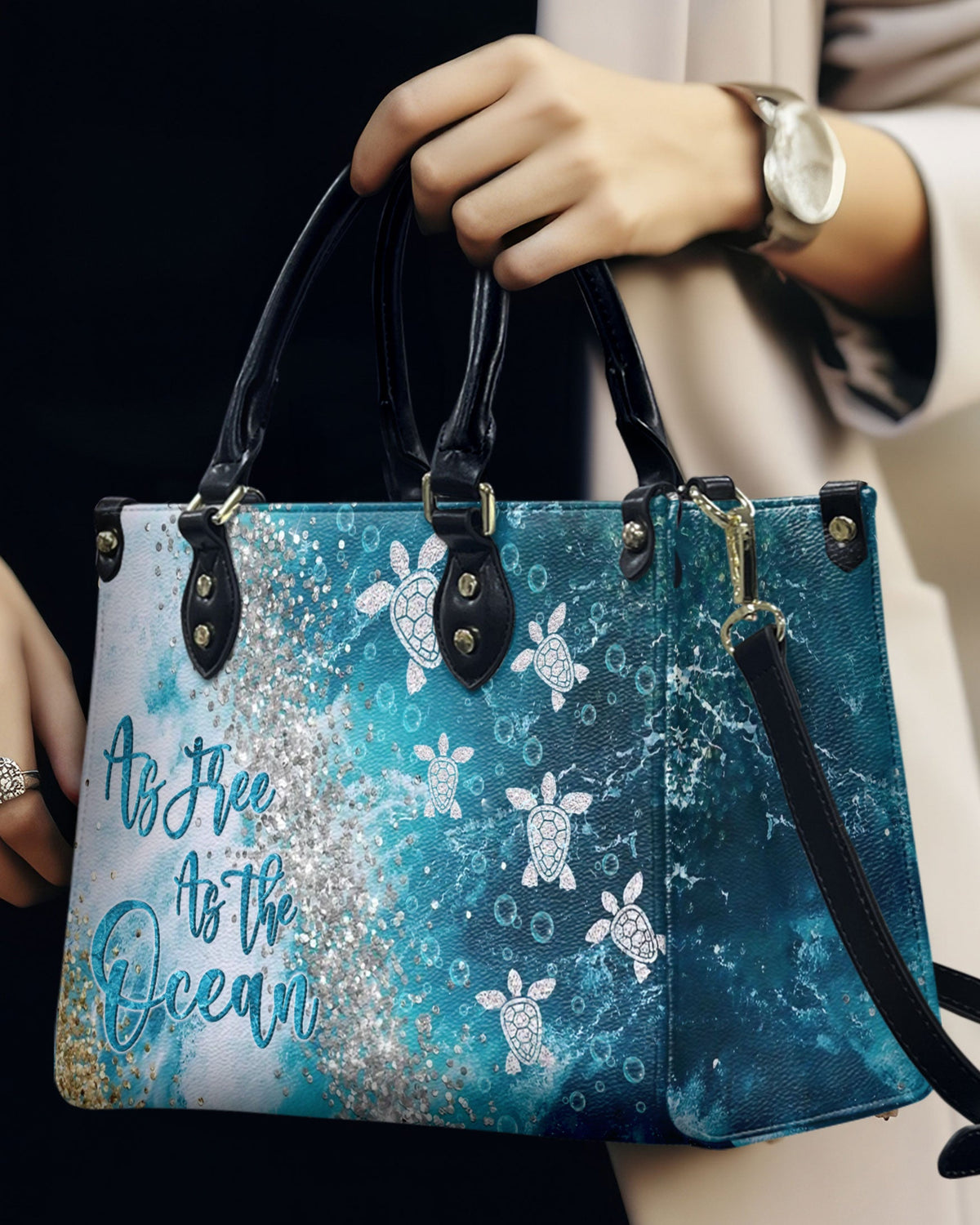 BLISSCORNERS AS FREE AS THE OCEAN LEATHER HANDBAG