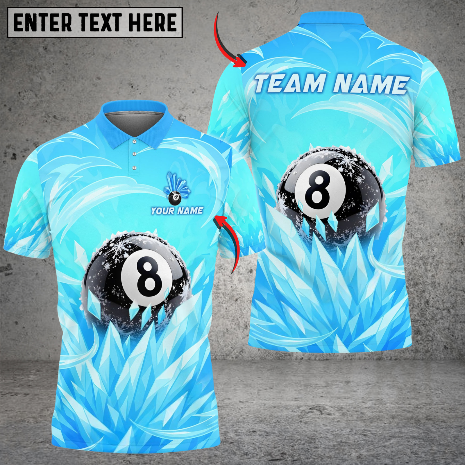 Blisscorners Billiard 8 Ball Ice Frozen Magic Personalized Name Shirt (4 Colors)