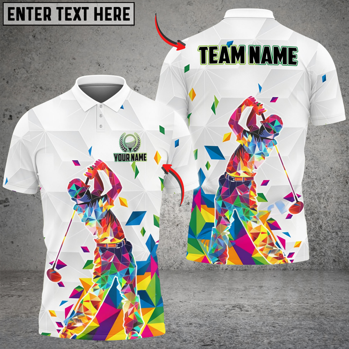 Blisscorners Rainbow Swing Golf Polo Shirt, Custom Name &amp; Team Name Golf 3D Shirts