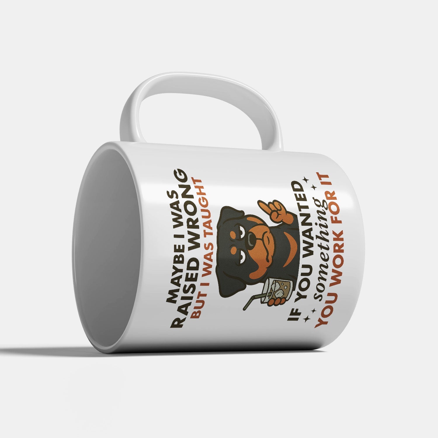 Blisscorners Rottweiler Coffee Mug - Funny Maybe I Was Raised Wrong Quote Design